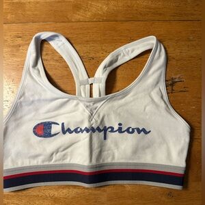 Champion White Bra with Navy and Red Stripes